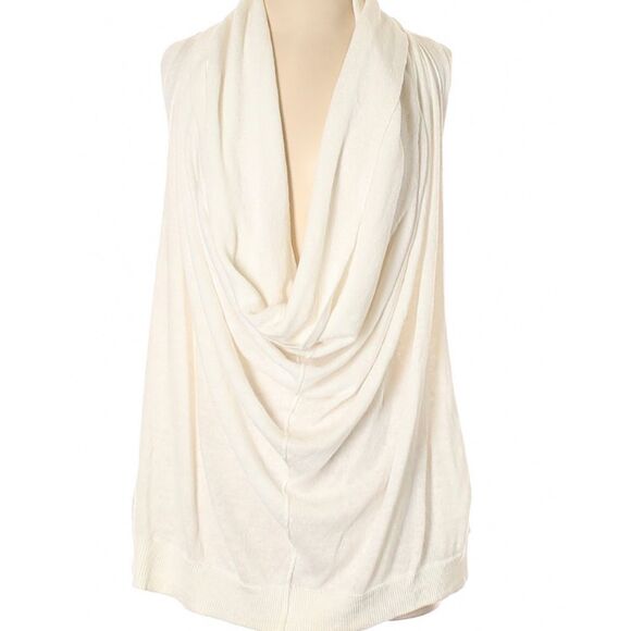 MICHAEL Michael Kors Drapey Cowl Neck Linen and Cotton Sleeveless Sweater - Picture 3 of 6